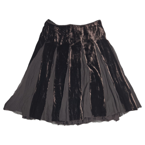 Elie Tahari Wom 12 Sydney Walnut Brown Velvet Skirt NWT Witchy Whimsigoth Fall - Picture 1 of 9